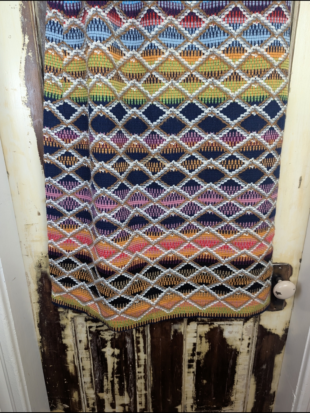 Handmade Multicolor Woven Geometric Boho Maxi Skirt Western Festival Size M - Picture 7 of 9